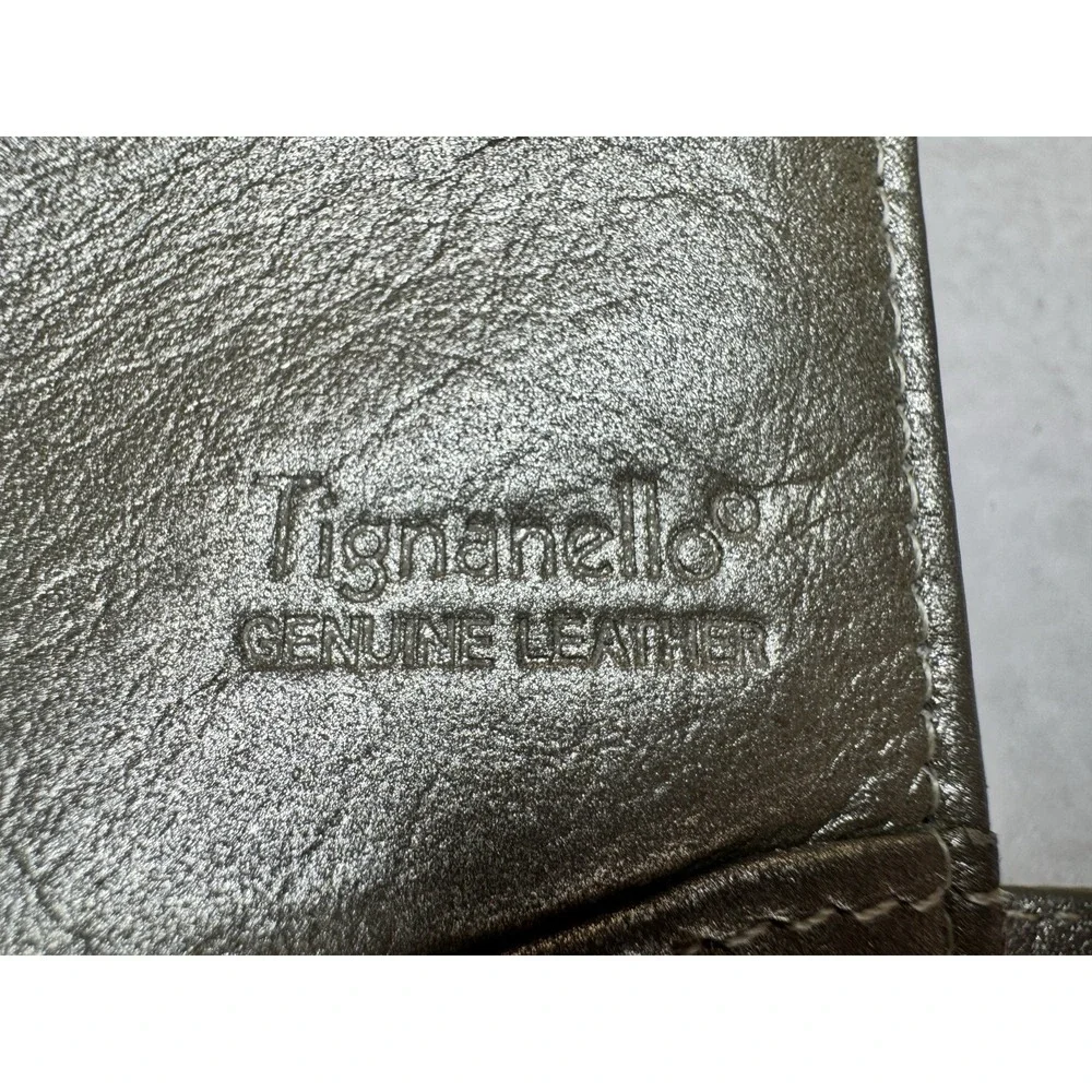 Tignanello‎ Silver Metallic Leather Zipper Wallet